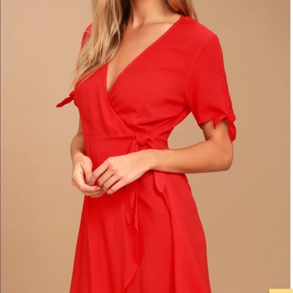 🌹Red Wrap Dress - Picture 2 of 3